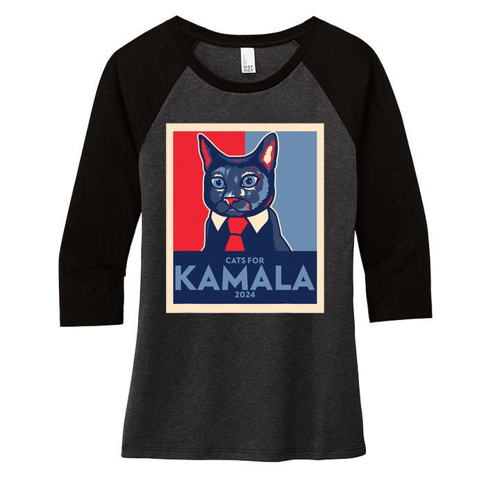 Politically Purrfect Cats For Kamala Harris 2024 President Women's Tri-Blend 3/4-Sleeve Raglan Shirt