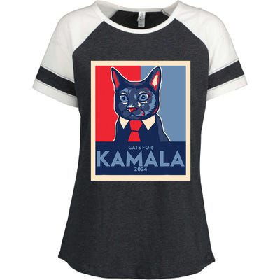 Politically Purrfect Cats For Kamala Harris 2024 President Enza Ladies Jersey Colorblock Tee