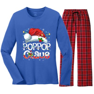 Pop Pop Claus Xmas Santa Matching Family Christmas Pajamas Cute Gift Women's Long Sleeve Flannel Pajama Set 