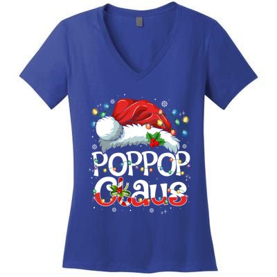 Pop Pop Claus Xmas Santa Matching Family Christmas Pajamas Cute Gift Women's V-Neck T-Shirt