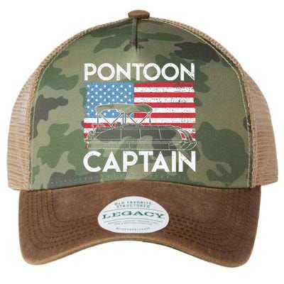 Patriotic Pontoon Captain Us American Flag Funny Boat Owner Legacy Tie Dye Trucker Hat