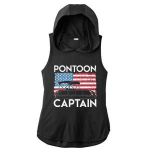 Patriotic Pontoon Captain Us American Flag Funny Boat Owner Ladies PosiCharge Tri-Blend Wicking Draft Hoodie Tank