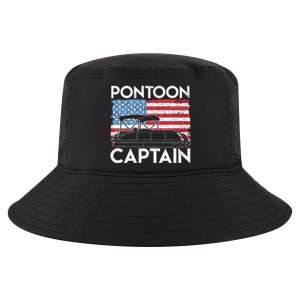 Patriotic Pontoon Captain Us American Flag Funny Boat Owner Cool Comfort Performance Bucket Hat