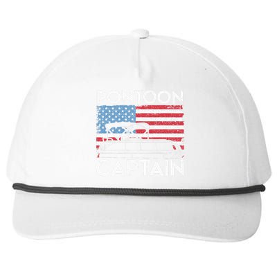 Patriotic Pontoon Captain Us American Flag Funny Boat Owner Snapback Five-Panel Rope Hat