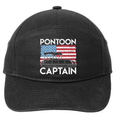 Patriotic Pontoon Captain Us American Flag Funny Boat Owner 7-Panel Snapback Hat