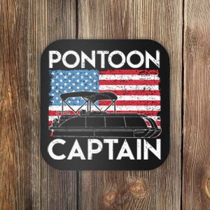 Patriotic Pontoon Captain Us American Flag Funny Boat Owner Coaster