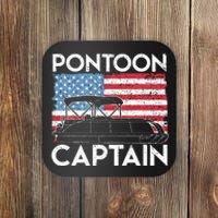 Patriotic Pontoon Captain Us American Flag Funny Boat Owner Coaster