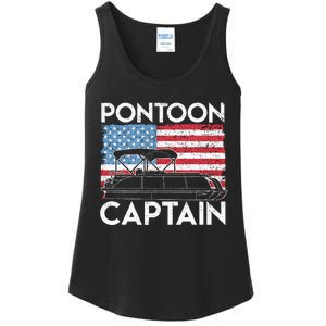 Patriotic Pontoon Captain Us American Flag Funny Boat Owner Ladies Essential Tank