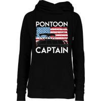 Patriotic Pontoon Captain Us American Flag Funny Boat Owner Womens Funnel Neck Pullover Hood