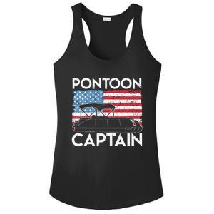 Patriotic Pontoon Captain Us American Flag Funny Boat Owner Ladies PosiCharge Competitor Racerback Tank