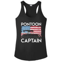 Patriotic Pontoon Captain Us American Flag Funny Boat Owner Ladies PosiCharge Competitor Racerback Tank