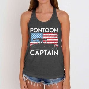 Patriotic Pontoon Captain Us American Flag Funny Boat Owner Women's Knotted Racerback Tank