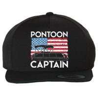 Patriotic Pontoon Captain Us American Flag Funny Boat Owner Wool Snapback Cap