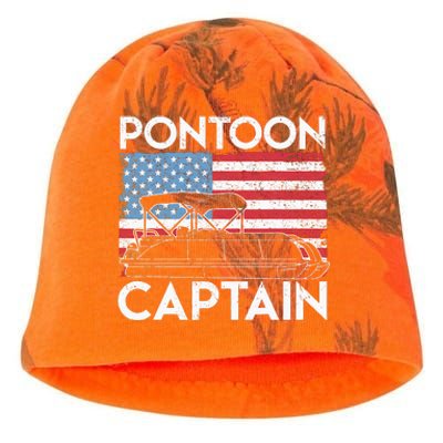 Patriotic Pontoon Captain Us American Flag Funny Boat Owner Kati - Camo Knit Beanie