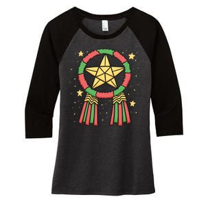 Philippine Parol Christmas Women's Tri-Blend 3/4-Sleeve Raglan Shirt