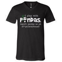 Pandas Programmer Computer V-Neck T-Shirt