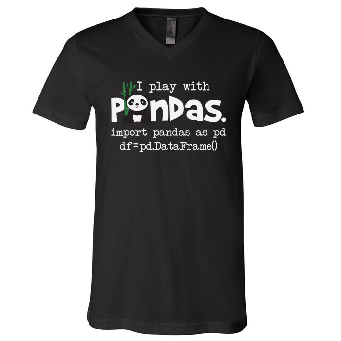 Pandas Programmer Computer V-Neck T-Shirt