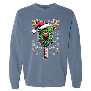 Pickleball Player Christmas Holiday Reindeer Xmas Funny Gift Garment-Dyed Sweatshirt