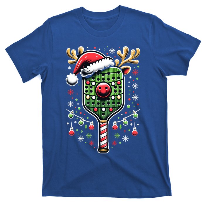 Pickleball Player Christmas Holiday Reindeer Xmas Funny Gift T-Shirt