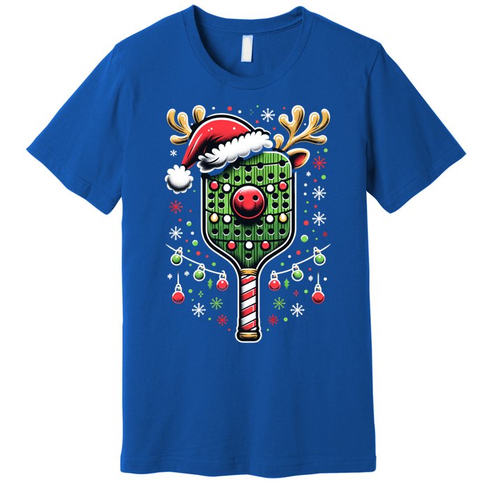 Pickleball Player Christmas Holiday Reindeer Xmas Funny Gift Premium T-Shirt