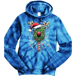 Pickleball Player Christmas Holiday Reindeer Xmas Funny Gift Tie Dye Hoodie