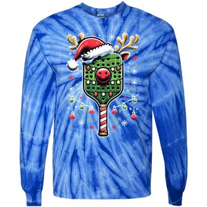 Pickleball Player Christmas Holiday Reindeer Xmas Funny Gift Tie-Dye Long Sleeve Shirt