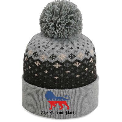 Patriot Party Conservative Lion Patriotic 4th Of July The Baniff Cuffed Pom Beanie