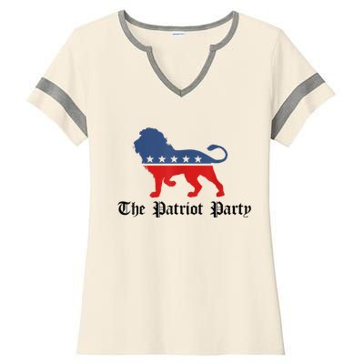 Patriot Party Conservative Lion Patriotic 4th Of July Ladies Halftime Notch Neck Tee