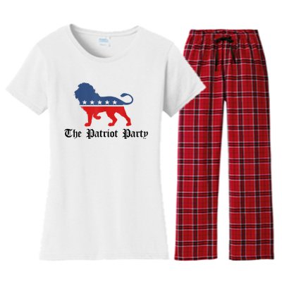 Patriot Party Conservative Lion Patriotic 4th Of July Women's Flannel Pajama Set