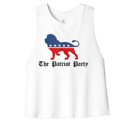 Patriot Party Conservative Lion Patriotic 4th Of July Women's Racerback Cropped Tank