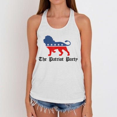 Patriot Party Conservative Lion Patriotic 4th Of July Women's Knotted Racerback Tank