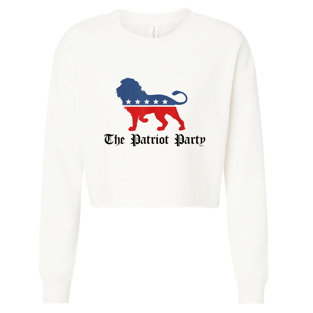 Patriot Party Conservative Lion Patriotic 4th Of July Cropped Pullover Crew
