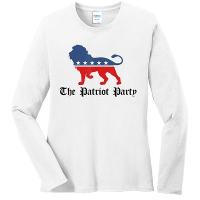 Patriot Party Conservative Lion Patriotic 4th Of July Ladies Long Sleeve Shirt