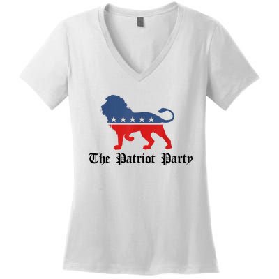 Patriot Party Conservative Lion Patriotic 4th Of July Women's V-Neck T-Shirt