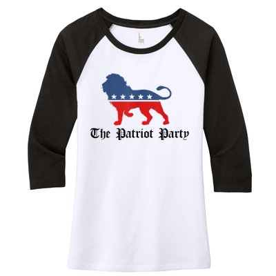 Patriot Party Conservative Lion Patriotic 4th Of July Women's Tri-Blend 3/4-Sleeve Raglan Shirt