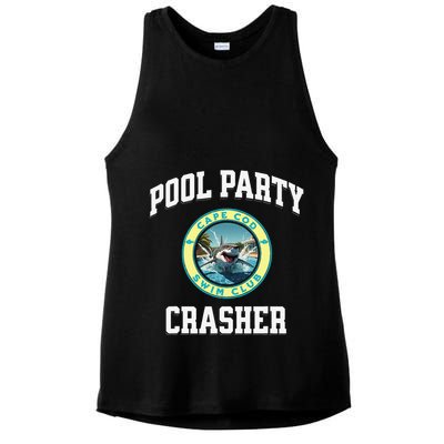 Pool Party Crasher Cape Cod Shark Theme Swimming Souvenir Ladies PosiCharge Tri-Blend Wicking Tank