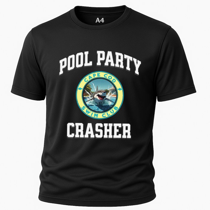 Pool Party Crasher Cape Cod Shark Theme Swimming Souvenir Cooling Performance Crew T-Shirt