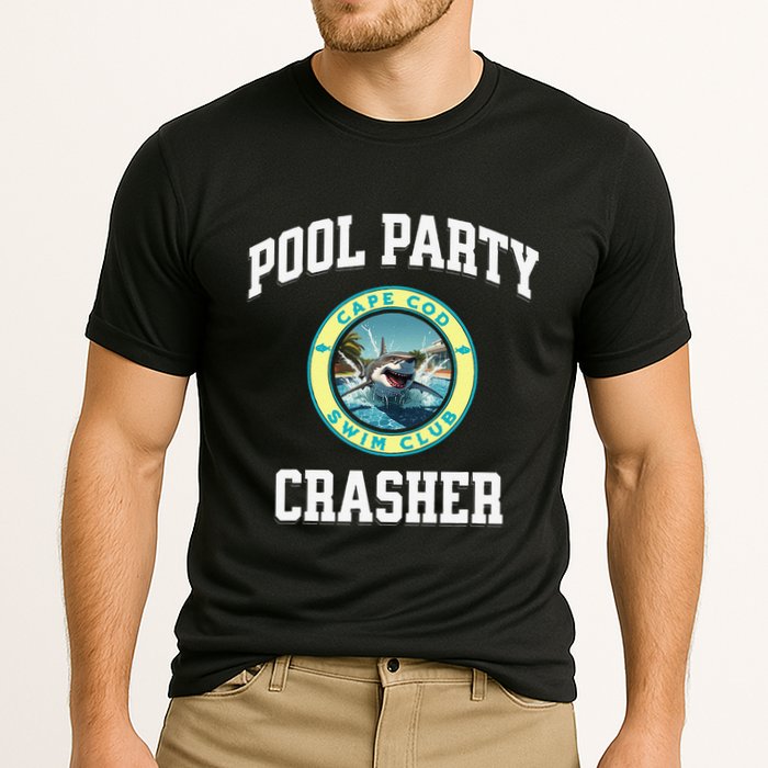 Pool Party Crasher Cape Cod Shark Theme Swimming Souvenir Cooling Performance Crew T-Shirt