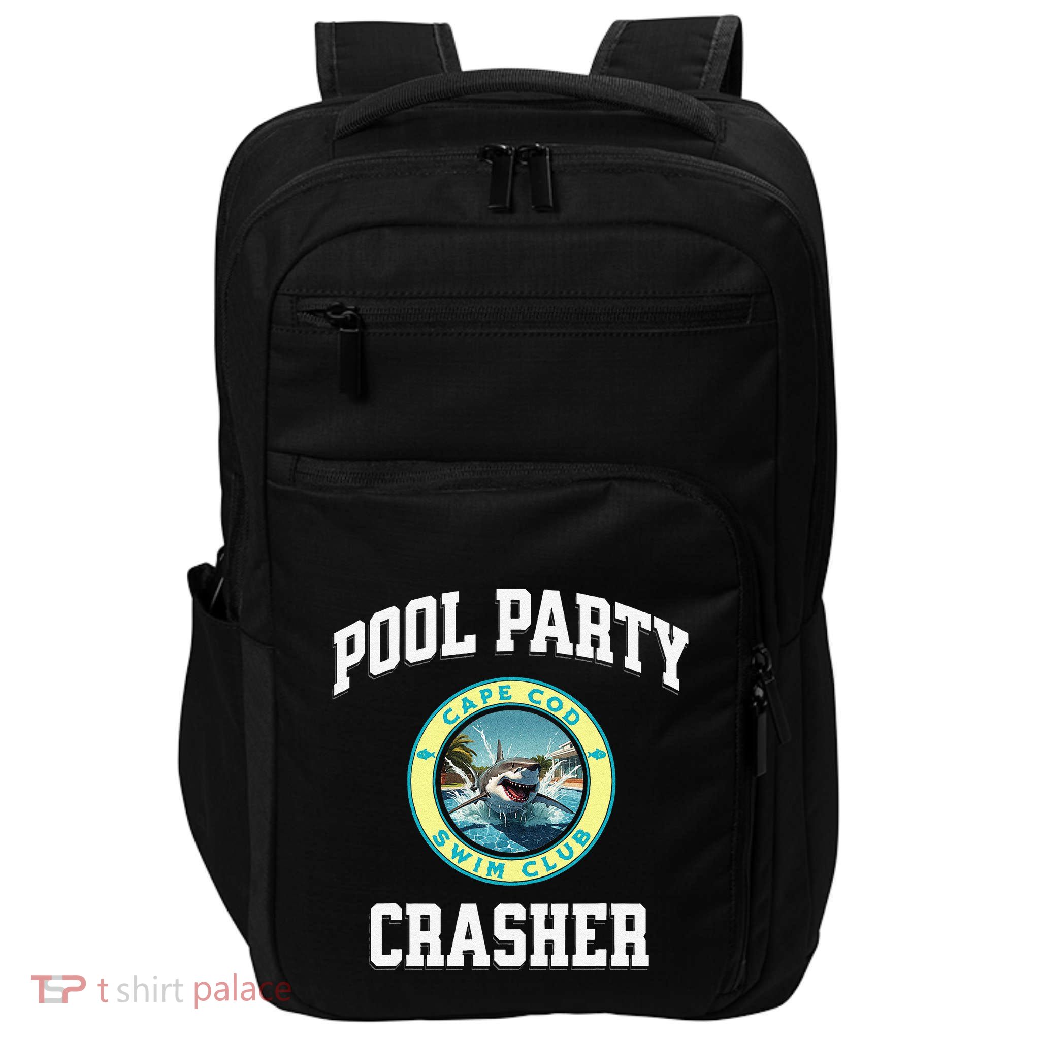 Pool Party Crasher Cape Cod Shark Theme Swimming Souvenir Impact Tech Backpack