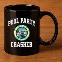 Pool Party Crasher Cape Cod Shark Theme Swimming Souvenir 11oz C Handle Ceramic Mug