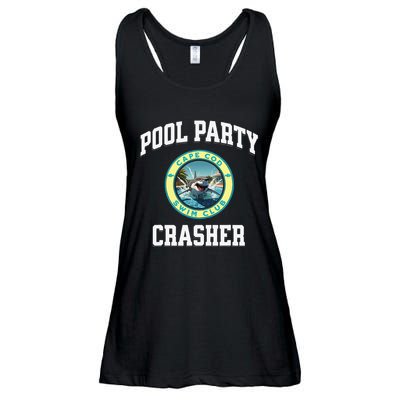 Pool Party Crasher Cape Cod Shark Theme Swimming Souvenir Ladies Essential Flowy Tank