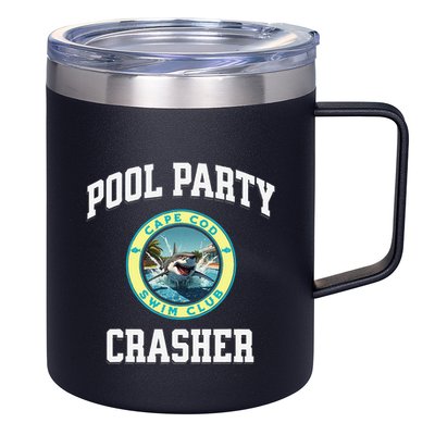 Pool Party Crasher Cape Cod Shark Theme Swimming Souvenir 12oz Stainless Steel Coffee Mug