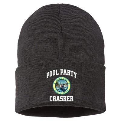 Pool Party Crasher Cape Cod Shark Theme Swimming Souvenir Sustainable Knit Beanie