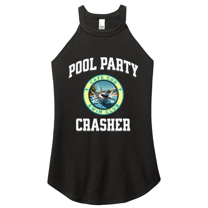 Pool Party Crasher Cape Cod Shark Theme Swimming Souvenir Women's Perfect Tri Rocker Tank