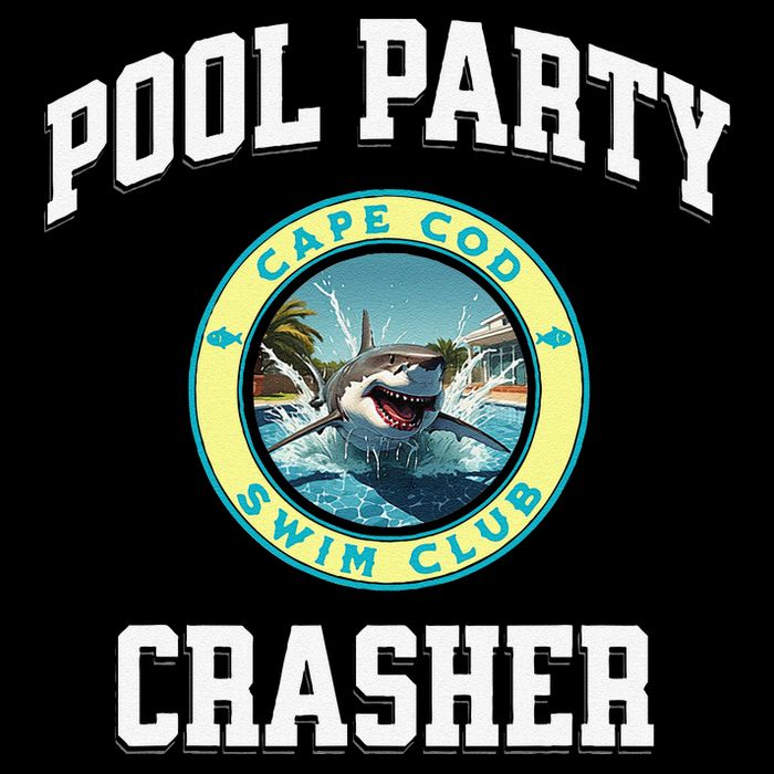 Pool Party Crasher Cape Cod Shark Theme Swimming Souvenir Womens T-Shirt