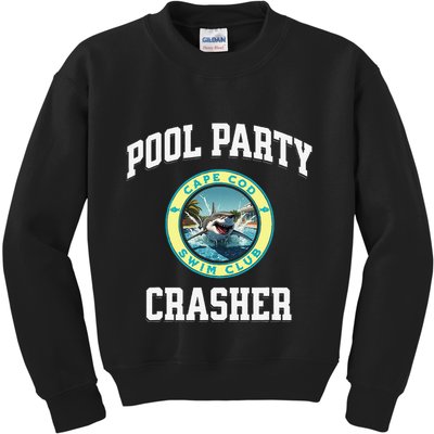 Pool Party Crasher Cape Cod Shark Theme Swimming Souvenir Kids Sweatshirt