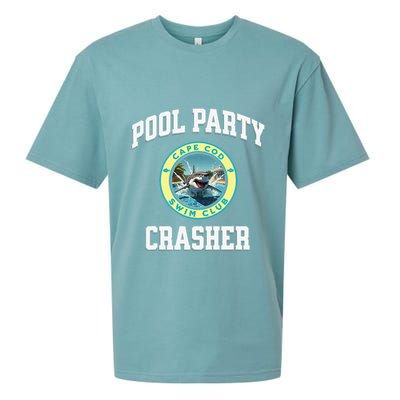 Pool Party Crasher Cape Cod Shark Theme Swimming Souvenir Sueded Cloud Jersey T-Shirt