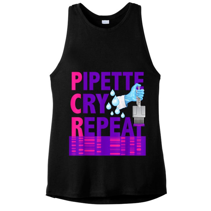 PCR Pipette Cry Repeat For DNA Lab Scientists Ladies PosiCharge Tri-Blend Wicking Tank