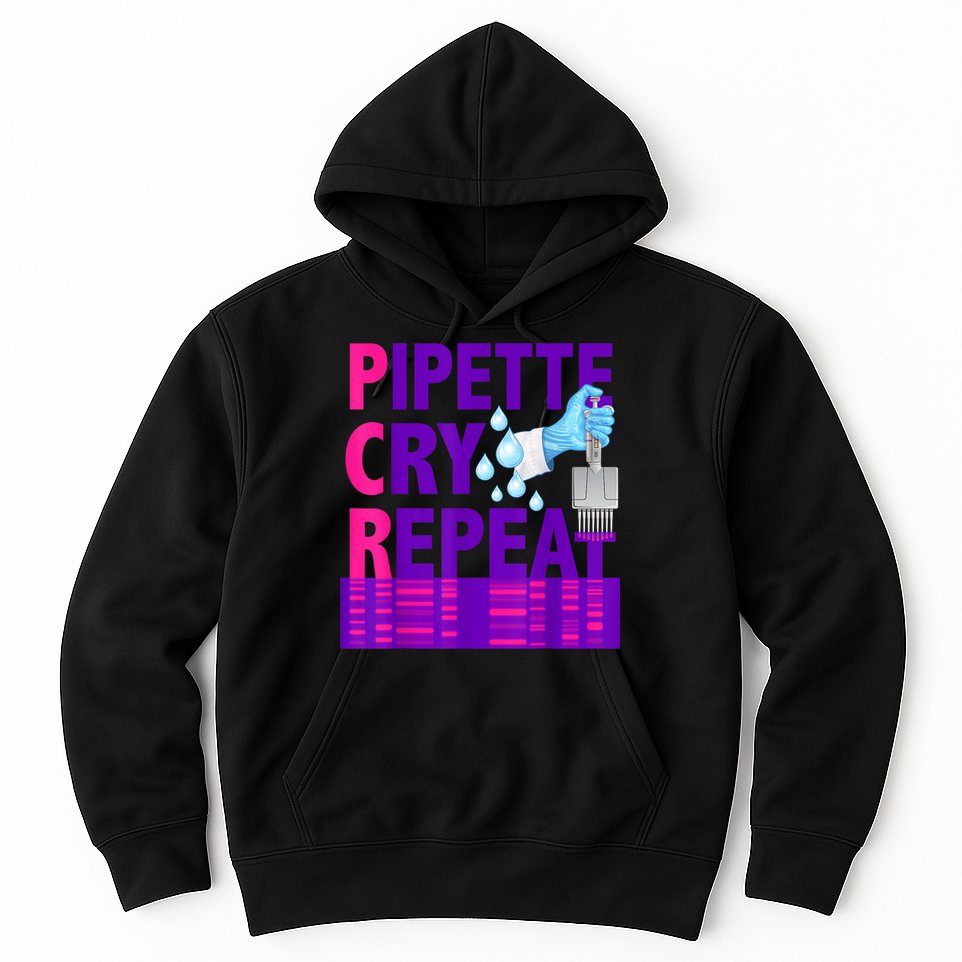 PCR Pipette Cry Repeat For DNA Lab Scientists Hoodie