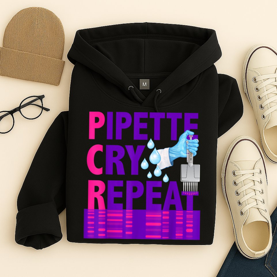 PCR Pipette Cry Repeat For DNA Lab Scientists Hoodie